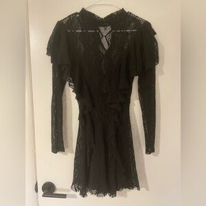 Free People Black Lace Long Sleeve Dress